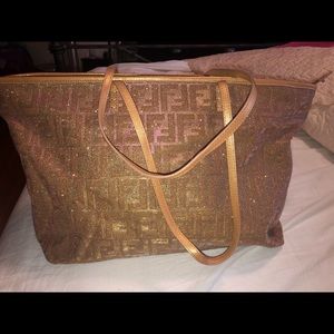 Fendi Metallic Pink/Gold Roll Tote